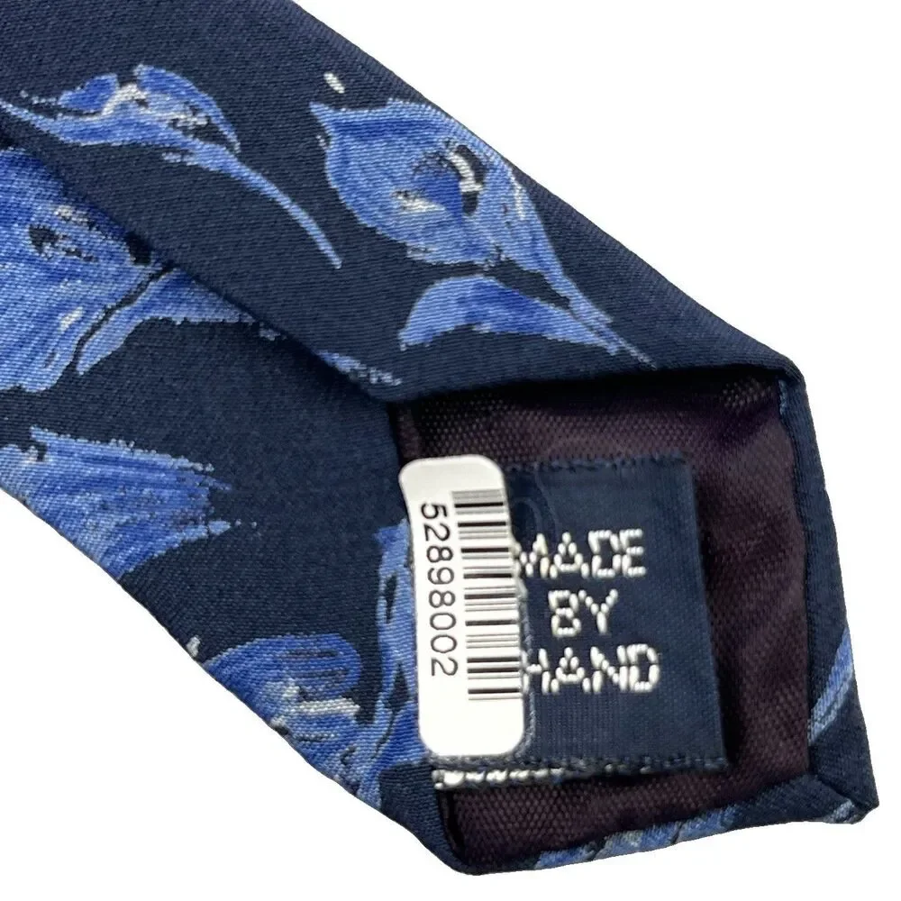 Vintage Polo Ralph Lauren Silk Tie Necktie Blue Floral Designer Handmade USA